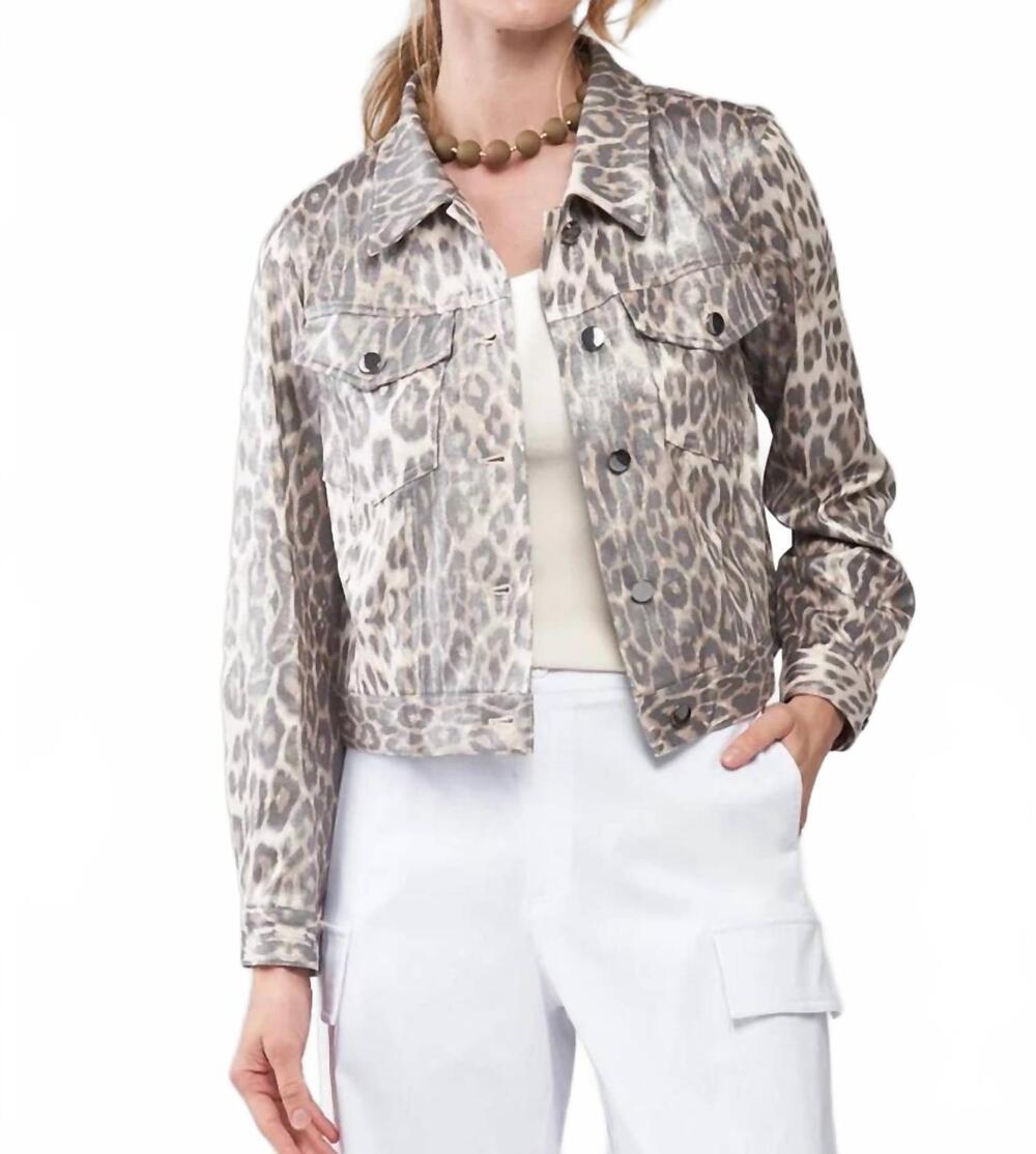 NEW INSIGHT long sleeves cropped jacket in cheetah